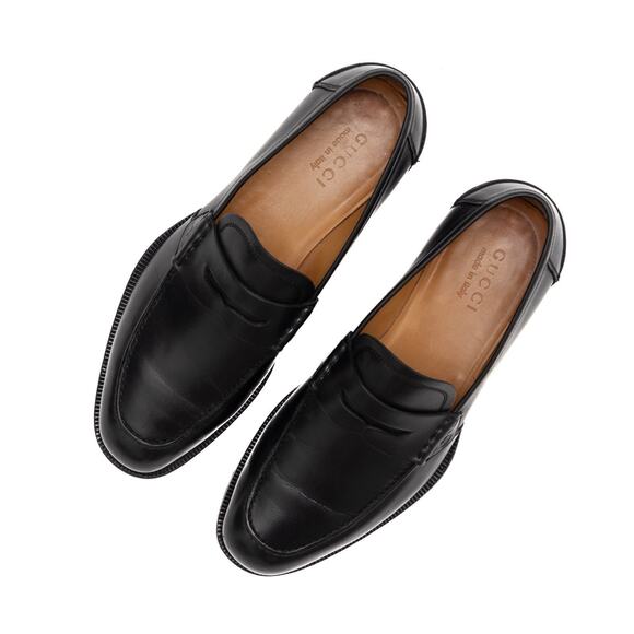 1050$ Gucci Men's GG Interlocking Black Leather Penny Loafers 8 US / 41 - Picture 5 of 16
